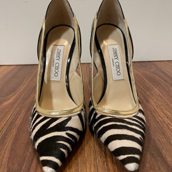 JIMMY CHOO 'Viper' Zebra Print Calf Hair Stilettos - Picture 2 of 7